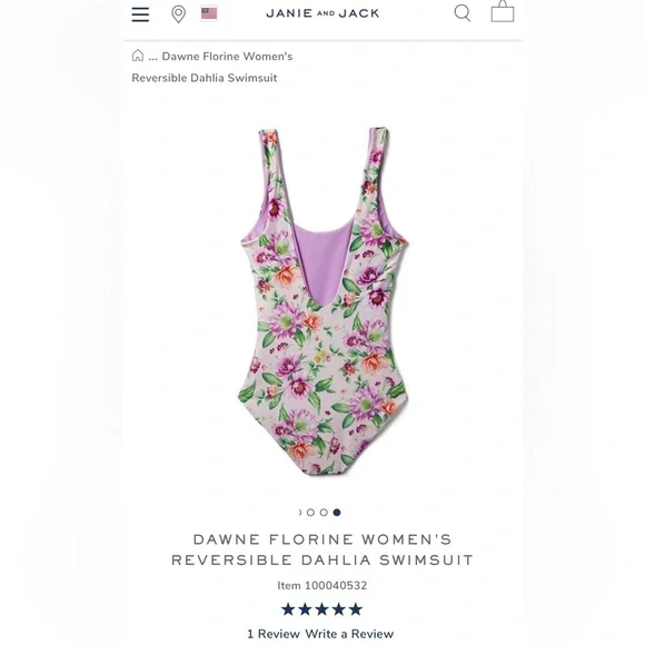 Janie and Jack Dawne Florine women’s reversible one piece swimsuit matching XS - Picture 9 of 9